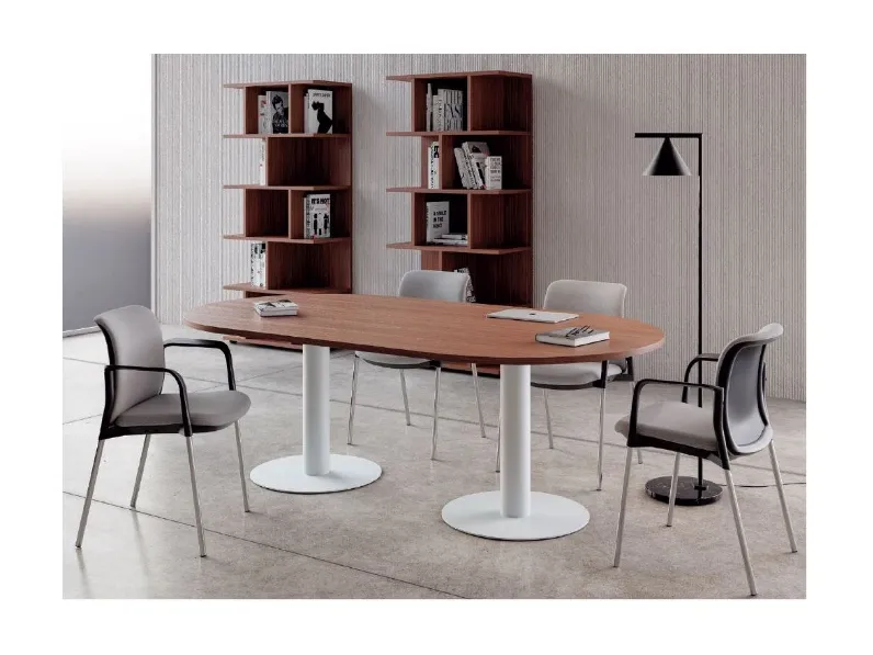 Tavolo riunione in legno Derby con 6 sedie  Flycom a prezzi convenienti