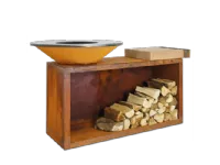 Barbecue modello Braciere da cottura ofyr island corten 100 teak wood a marchio Collezione esclusiva con forte sconto 