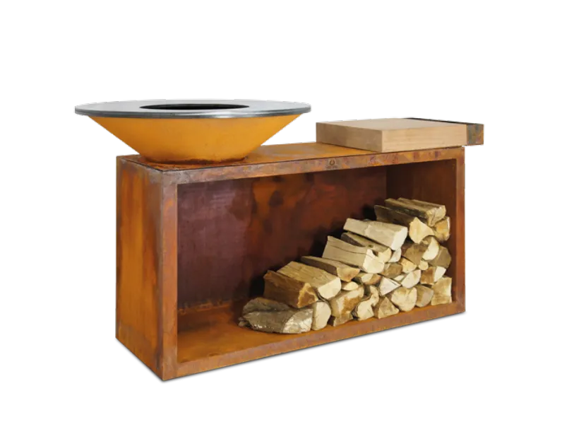 Barbecue modello Braciere da cottura ofyr island corten 100 teak wood a marchio Collezione esclusiva con forte sconto 
