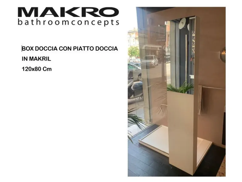 Box doccia Makro, piatto doccia less in makril 120x80 + vetro pluvio Artigianale. Prezzo scontato!