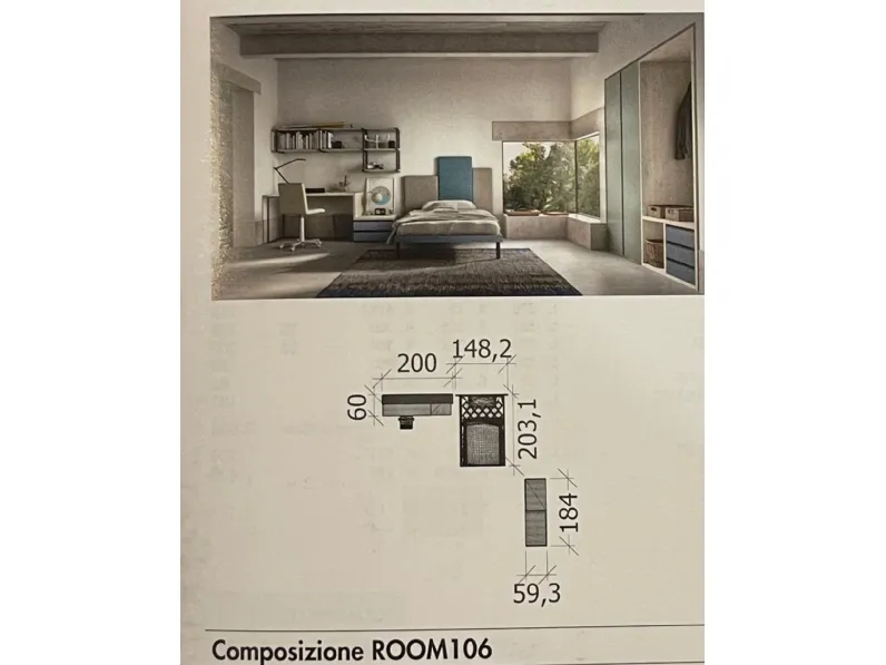 Camera da letto 106 Zg mobili in legno a prezzo Outlet
