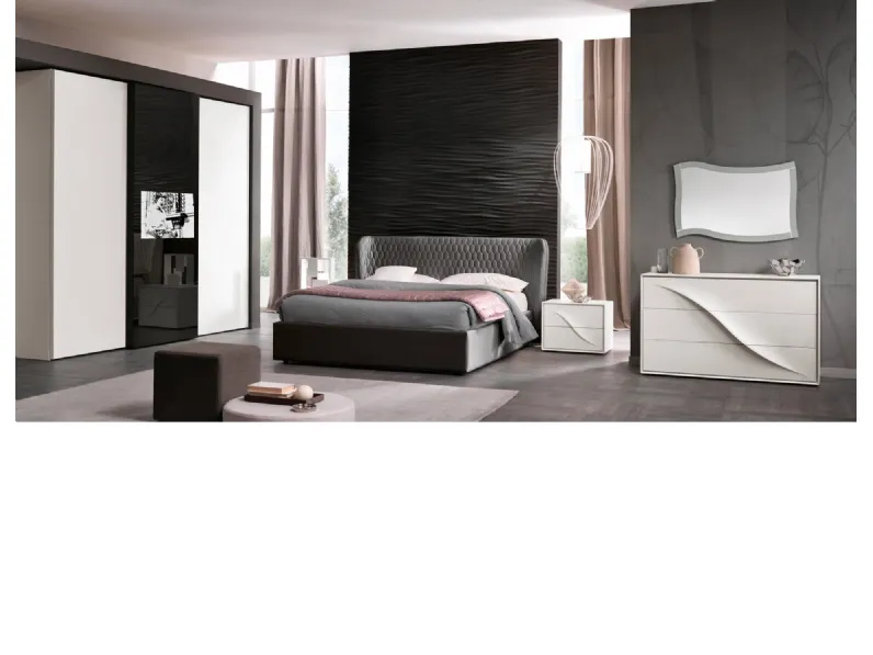 Camera da letto Bay con tv Md work in legno a prezzo scontato