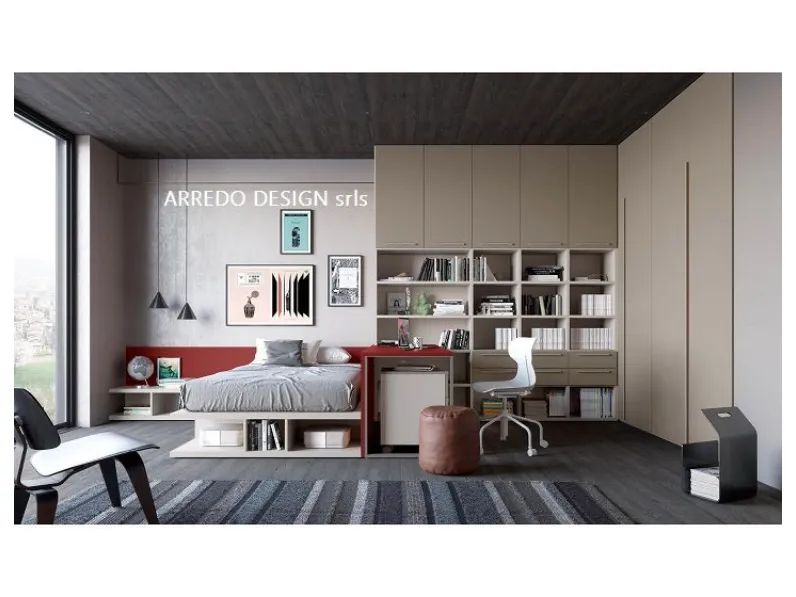 Camera da letto C02 * Doimo cityline in laminato a prezzo scontato