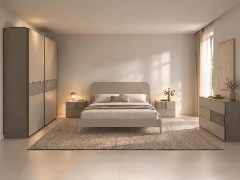 Camera da letto Camera matrimoniale elegante e minimal Artigianale in laccato opaco a prezzo scontato