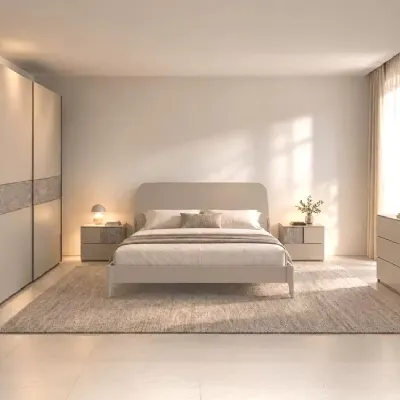 Camera da letto Camera matrimoniale elegante e minimal Artigianale in laccato opaco a prezzo scontato