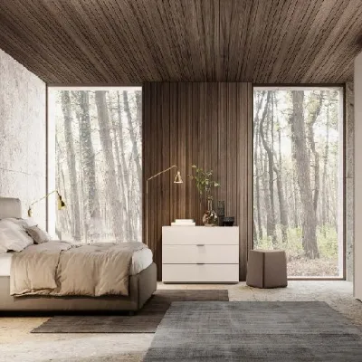 Camera da letto Camera matrimoniale moderna in colore sabbia con letto  contenitore    Colombini casa in laminato a prezzo scontato