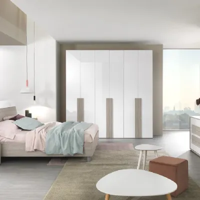 Camera da letto Canera matrimoniale mod.elba con ante bianco lucido Gruppo silwood a prezzo ribassato