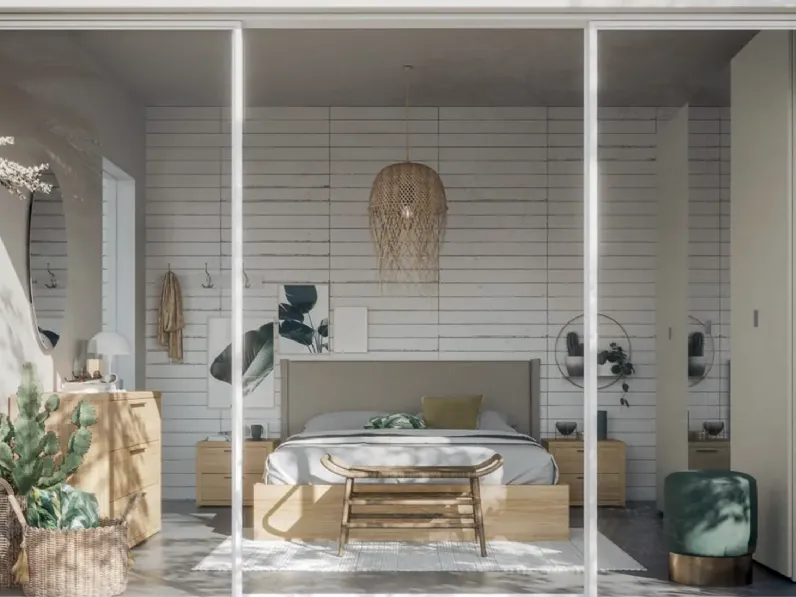 Camera da letto Composizione aria 319 Santalucia in laminato a prezzo Outlet