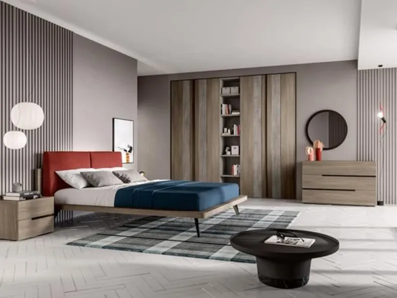 Camera da letto Composizione b012 Villanova in laminato a prezzo Outlet