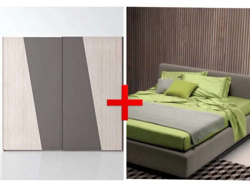 Camera da letto Letto + armadio Artigianale in laminato a prezzo ribassato