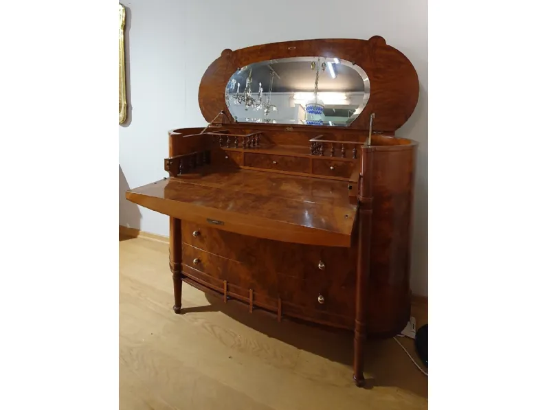 Cassettiera Ovale in radica con ribalta Artigianale in Legno a prezzi outlet