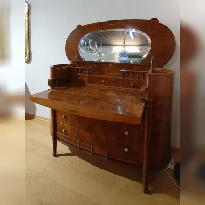 Cassettiera Ovale in radica con ribalta Artigianale in Legno a prezzi outlet