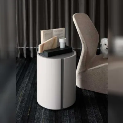 Comodino/tavolino tondo Alf laccato o rovere scontato