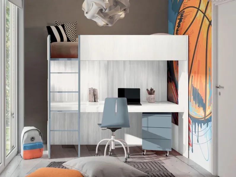 Cameretta 04 Artigianalecon letto a soppalco scontata