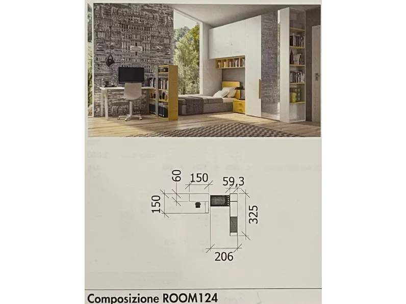 Cameretta 124 Zg mobili in laccato opaco a prezzo Outlet