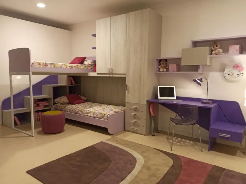 Cameretta Camera ragazzi collezione eresem Colombini con letto a soppalco a prezzo Outlet