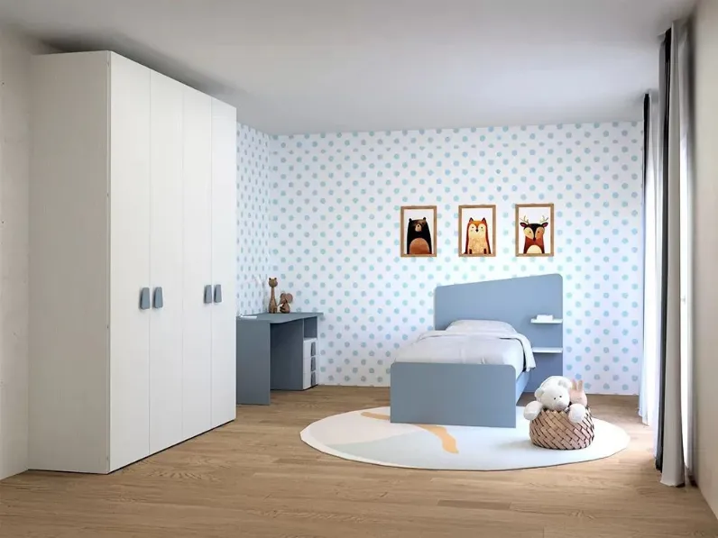 Cameretta Cameretta completa azzurra Artigianale letti a terra�in offerta