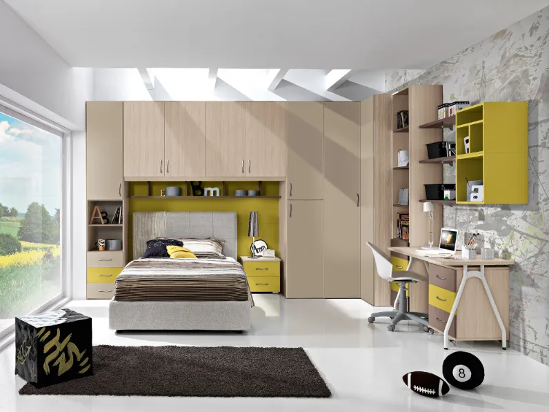 Cameretta Cameretta componibile mod.francy con armadio-angolare Gruppo silwood con letto a terrain offerta