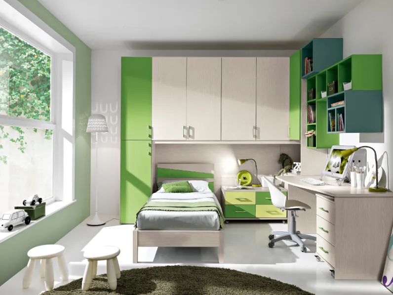 Arreda la cameretta dei tuoi sogni con il mod. Simply Gruppo Silwood, disponibile a prezzi outlet in laminato opaco.