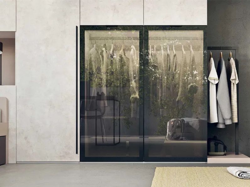 Cameretta Clever in OFFERTA OUTLET. Ante in vetro, design moderno.