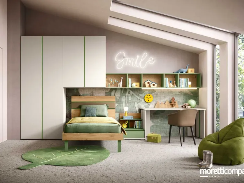 Cameretta Cameretta con armadio a ponte Moretti compact camerette�con letto a ponte scontata