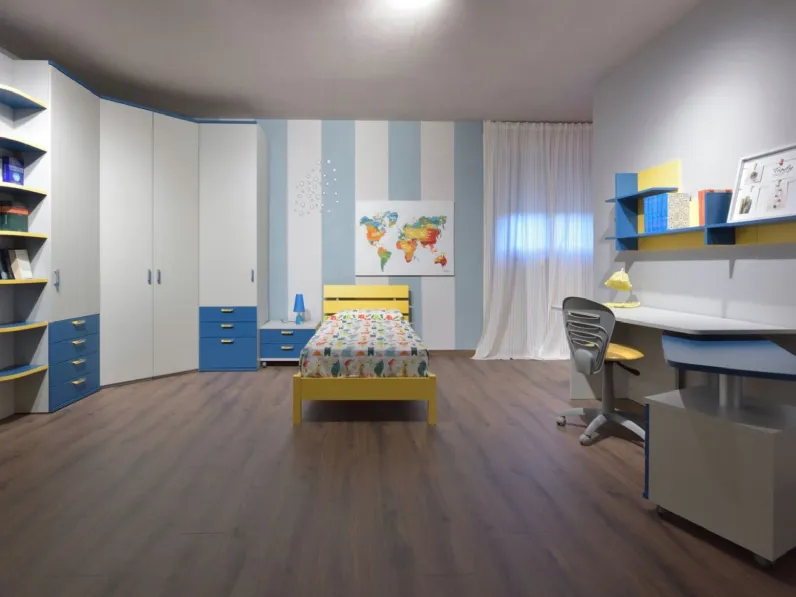 Cameretta Cameretta con cabina armadio Colombini casa in laminato opaco in Offerta Outlet