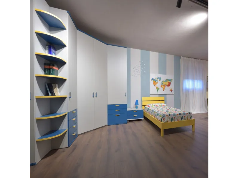 Cameretta Cameretta con cabina armadio Colombini casa in laminato opaco in Offerta Outlet
