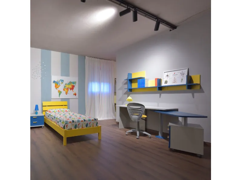 Cameretta Cameretta con cabina armadio Colombini casa in laminato opaco in Offerta Outlet