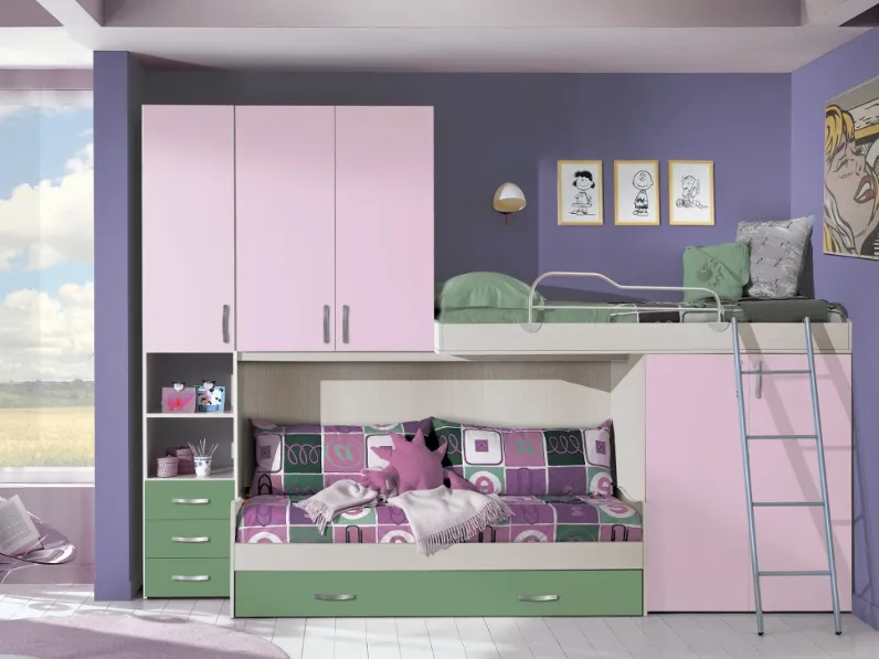Cameretta Cameretta con letti a soppalco mod.bridge scontata del 50% Gruppo silwoodcon letto a soppalco scontata