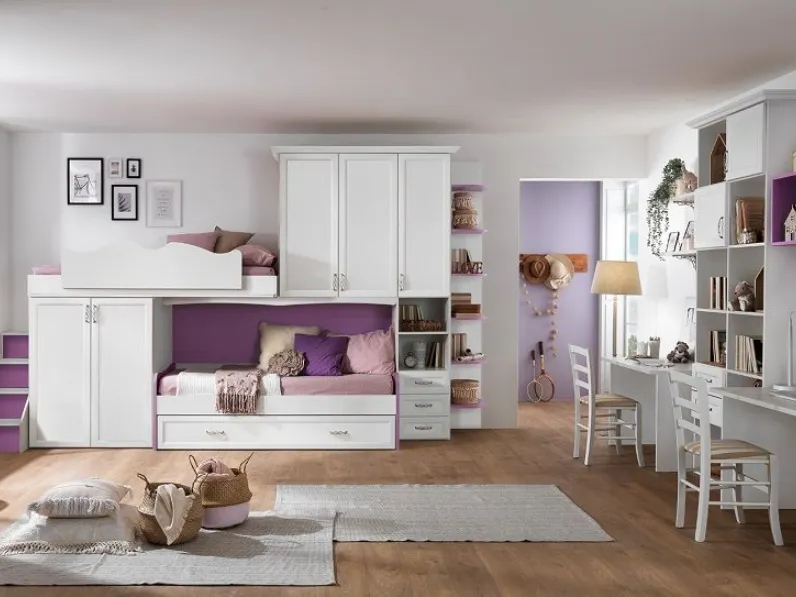 Cameretta Cameretta con letto-soppalco lineare del programma mod.afrodite in promo-sconto del 50% Gruppo silwood con letto a soppalco a prezzo scontato