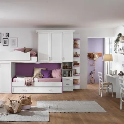 Cameretta Cameretta con letto-soppalco lineare del programma mod.afrodite in promo-sconto del 50% Gruppo silwood con letto a soppalco a prezzo scontato