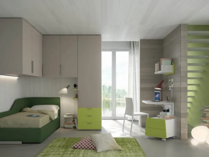 Cameretta in laminato opacoCameretta con ponte-angolare di mistral scontata del 30% Mistral scontata a PREZZI OUTLET