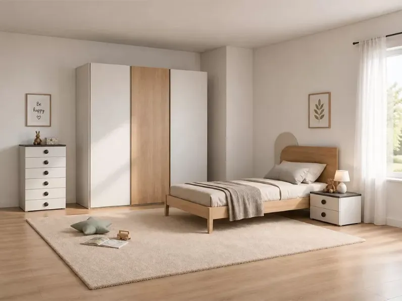 Cameretta Cameretta con settimino Artigianale in laminato opaco a prezzo Outlet