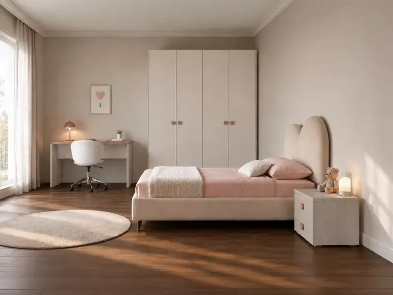 Cameretta Cameretta con testiera letto a cuore Artigianale�con letto una piazza e mezza
 scontata