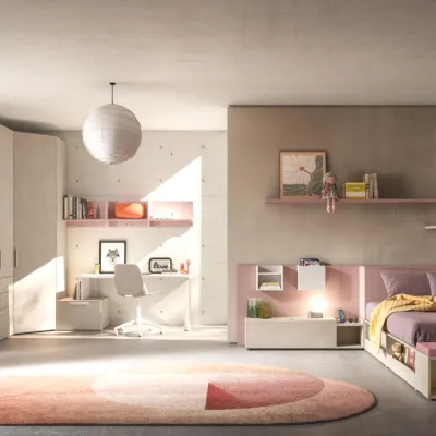 Cameretta Cameretta letto a terra 26 Mistral in laminato opaco in Offerta Outlet