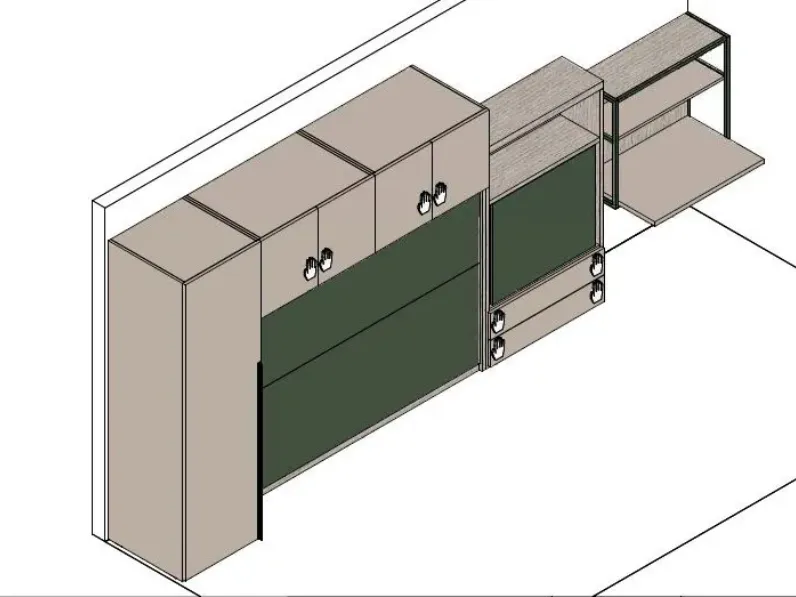 Cameretta letto scomparsa Clever con letti a scomparsa in offerta
