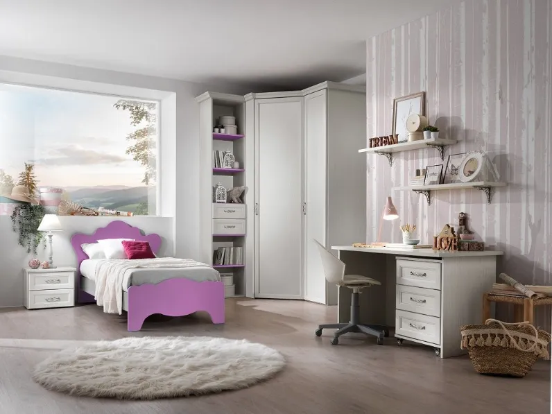 Cameretta Cameretta mod-afrodite con cabina-spogliatoio in promo-sconto del 40% Gruppo silwood con letto a terra in Offerta Outlet