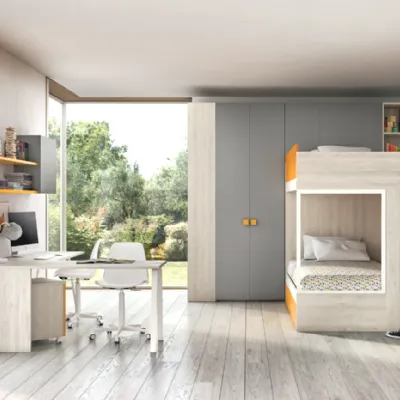 Cameretta Cameretta moderna con letto a castello Zg mobili in laminato materico in Offerta Outlet