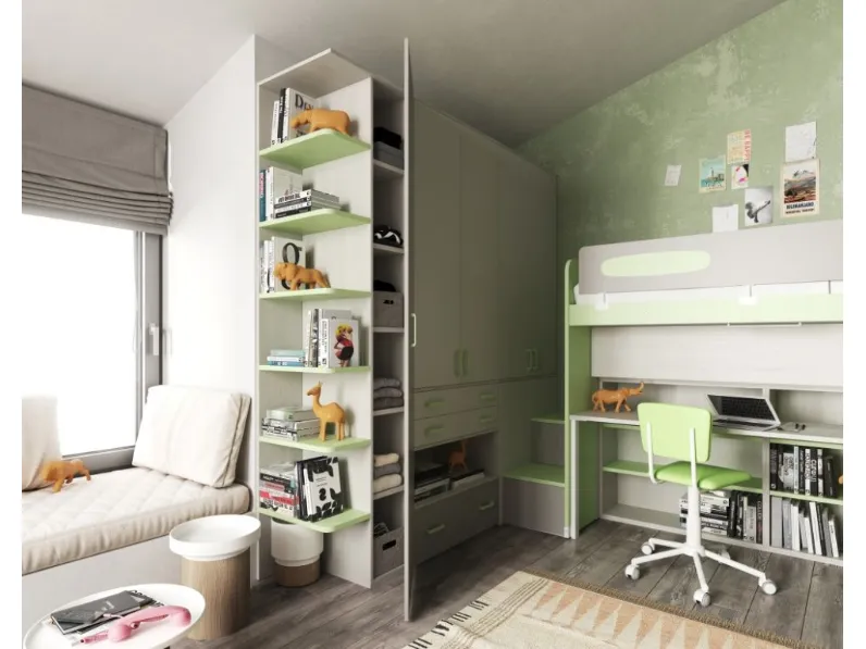Cameretta soppalco 8 San martino mobili con letto a soppalco a prezzo Outlet