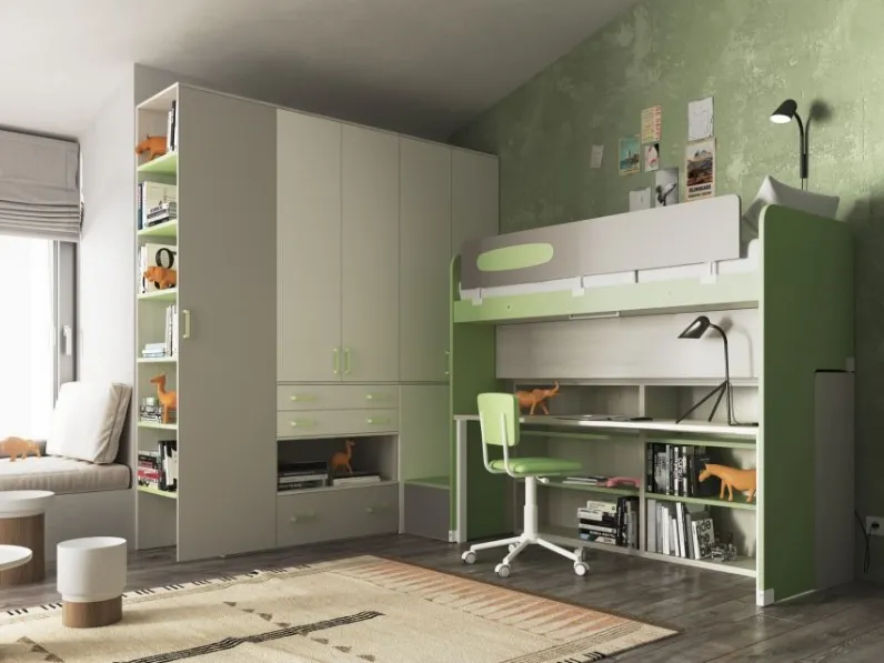 Cameretta soppalco 8 San martino mobili con letto a soppalco a prezzo Outlet