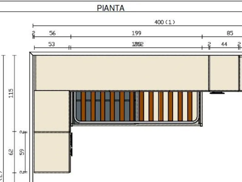 Cameretta Cameretta visone/petrolio Imab in legno in Offerta Outlet