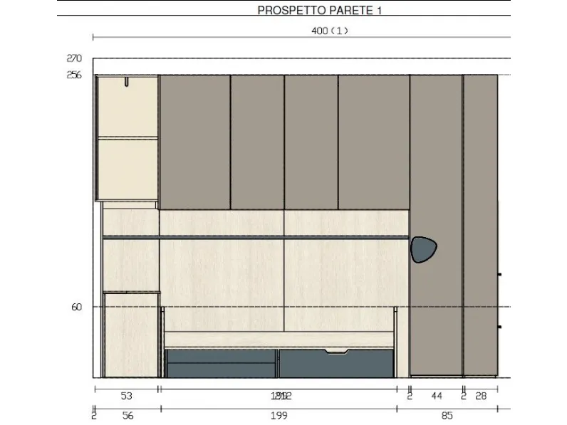 Cameretta Cameretta visone/petrolio Imab in legno in Offerta Outlet