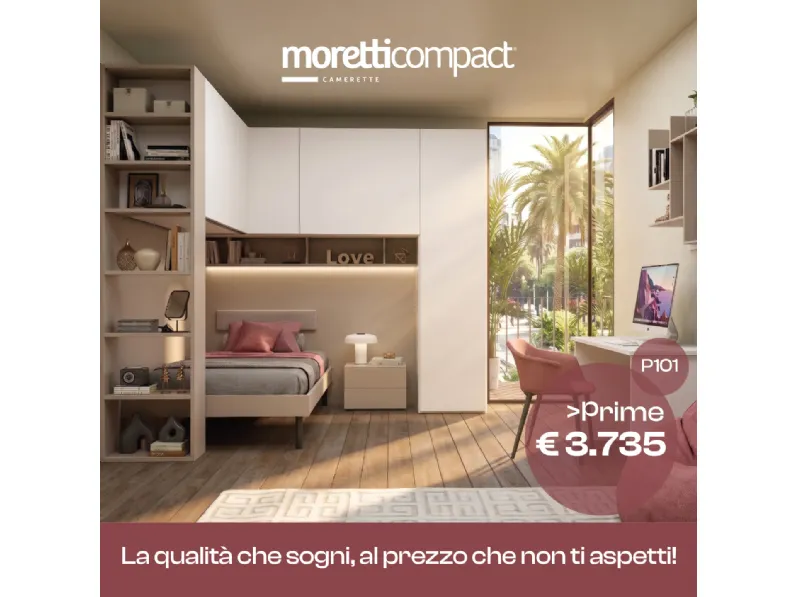 Cameretta Collezione prime moretti compact Moretti compact camerette con letto a ponte a prezzo scontato