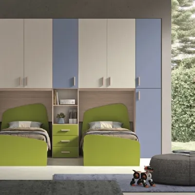Cameretta Composizione-ponte mod.symbol M.c.s. armadi letti a terra in Offerta Outlet
