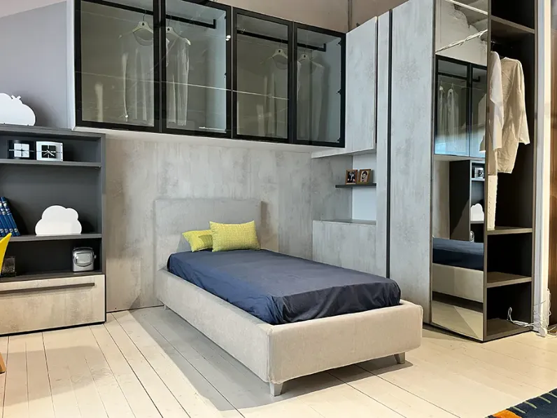 Cameretta Con armadio duplo Clever in laminato materico a prezzo Outlet
