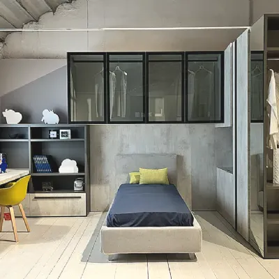 Cameretta Con armadio duplo Clever in laminato materico in Offerta Outlet