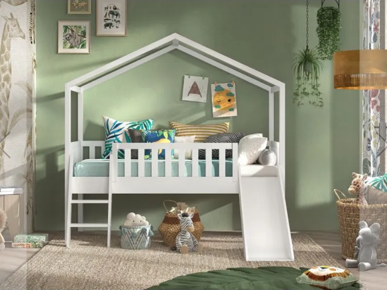 Cameretta Dallas housebed Artigianale in laccato opaco a prezzo scontato