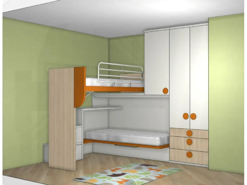 Cameretta Qik aramis Doimo citylinecon letto a soppalco scontata