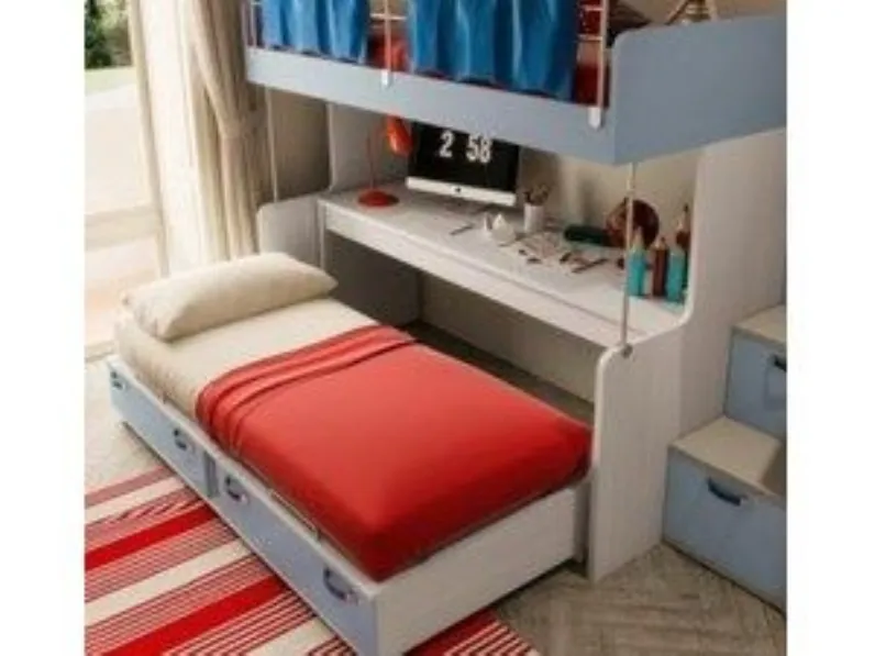 Scopri la Cameretta Duetto Artigianale in laminato materico a prezzo scontato! Un arredatore di stile per i tuoi figli.