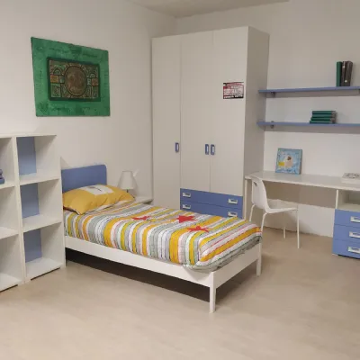 Cameretta Fantasy Zg Mobili: bianco/azzurro, letto a terra scontato!